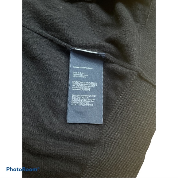 TOMMY HILFIGER black cotton/cashmere blend ruffle cardigan woman’s size xl - Picture 6 of 6